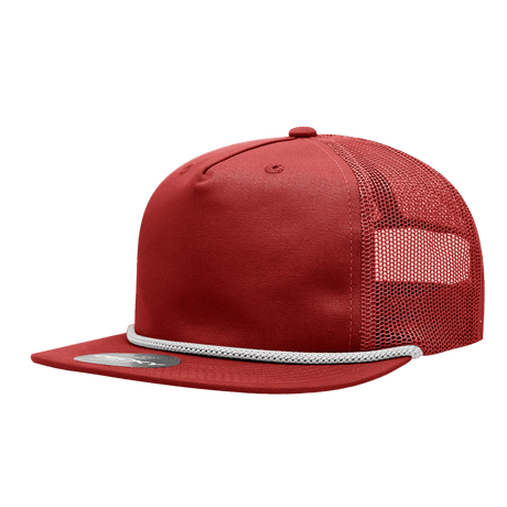Decky 5 Panel High Profile Relaxed Cotton Blend Trucker w/Rope | Decky 6041 Red/White Standard