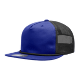 Decky 5 Panel High Profile Relaxed Cotton Blend Trucker w/Rope | Decky 6041 Royal/Black Standard