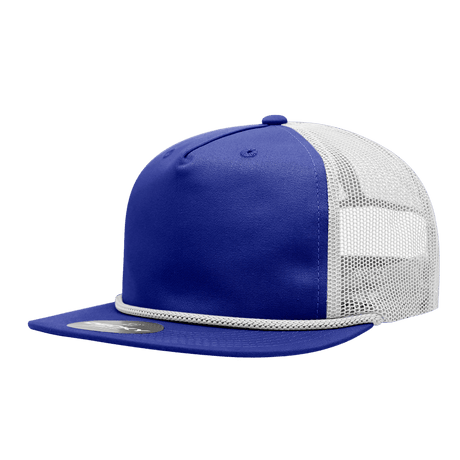 Decky 5 Panel High Profile Relaxed Cotton Blend Trucker w/Rope | Decky 6041 Royal/White Standard