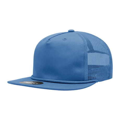 Decky 5 Panel High Profile Relaxed Cotton Blend Trucker w/Rope | Decky 6041 Sky Blue Standard