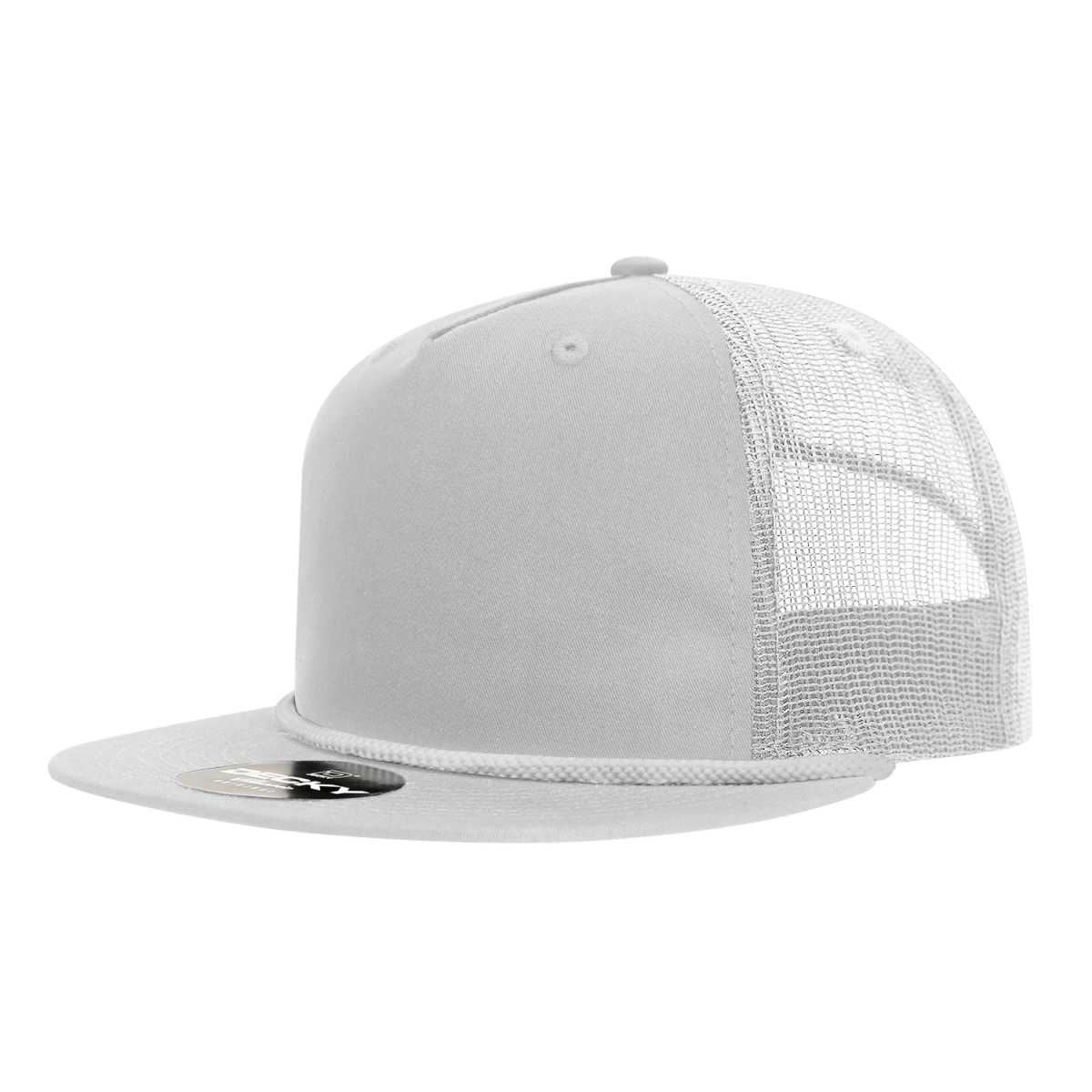 Decky 5 Panel High Profile Relaxed Cotton Blend Trucker w/Rope | Decky 6041 White Standard