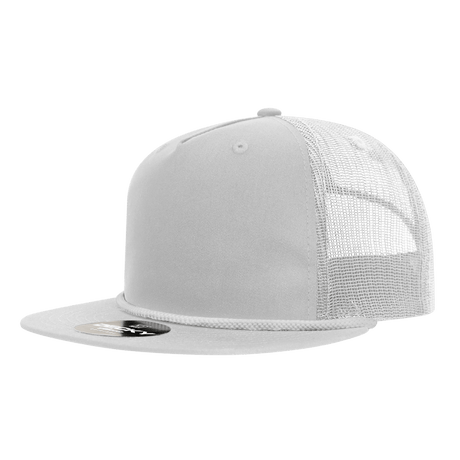 Decky 5 Panel High Profile Relaxed Cotton Blend Trucker w/Rope | Decky 6041 White Standard