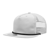 Decky 5 Panel High Profile Relaxed Cotton Blend Trucker w/Rope | Decky 6041 White/Black Standard