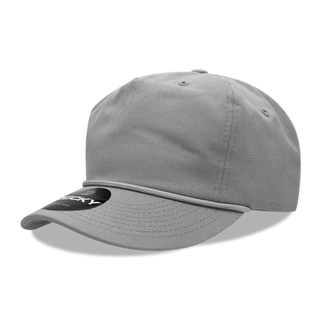 Decky 5 Panel High Profile Relaxed Cotton Rope Hat | Decky 252 Grey OSFM Hats