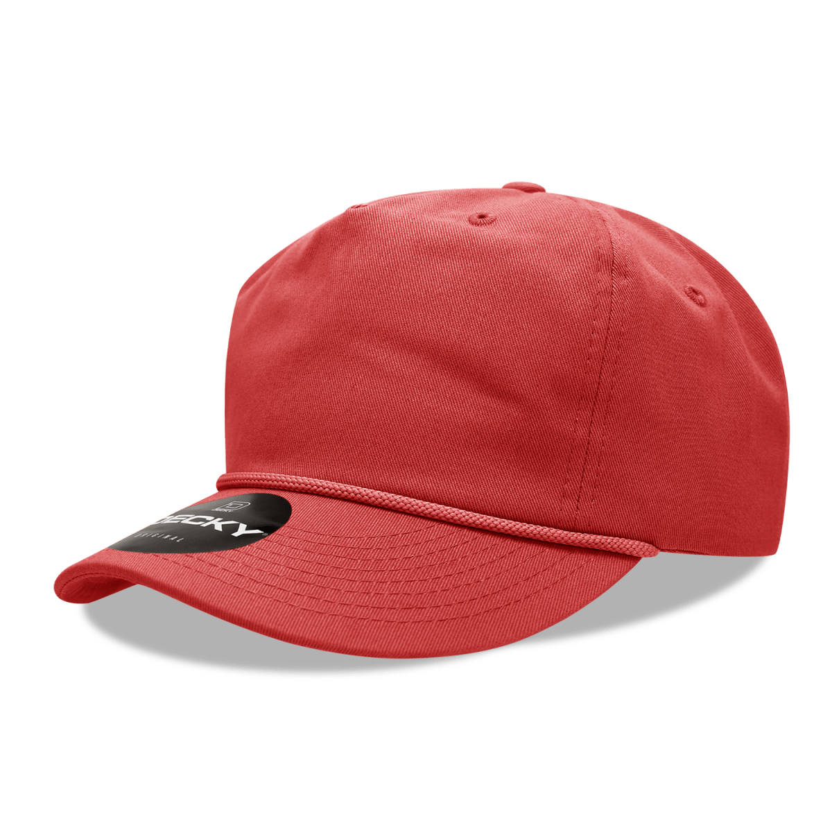 Decky 5 Panel High Profile Relaxed Cotton Rope Hat | Decky 252 Red OSFM Hats