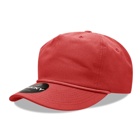 Decky 5 Panel High Profile Relaxed Cotton Rope Hat | Decky 252 Red OSFM Hats