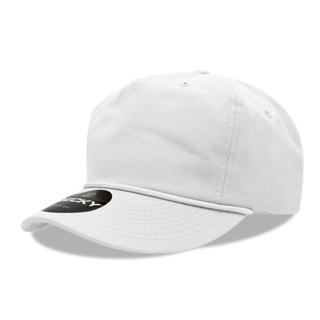 Decky 5 Panel High Profile Relaxed Cotton Rope Hat | Decky 252 White OSFM Hats