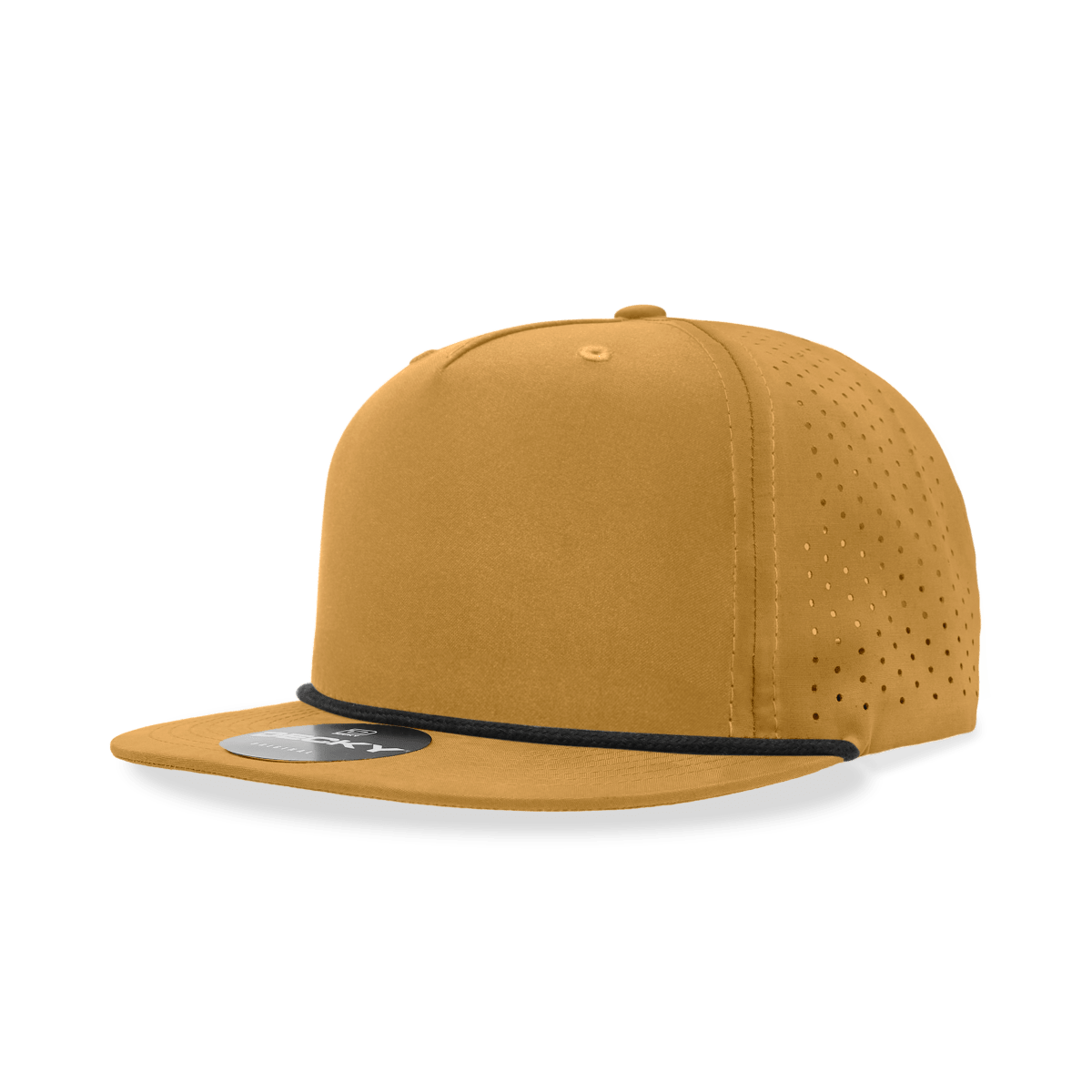 Decky 5 Panel High Profile Relaxed Perforated Performance Rope Hat | Decky 6226 Biscuit/Black Standard Hats