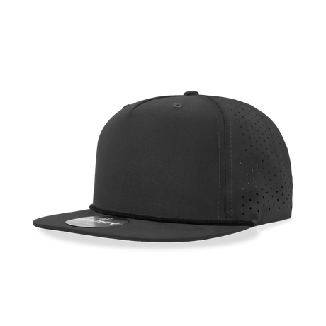 Decky 5 Panel High Profile Relaxed Perforated Performance Rope Hat | Decky 6226 Black Standard Hats