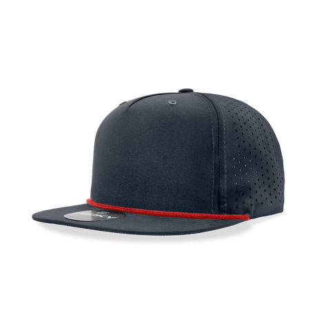 Decky 5 Panel High Profile Relaxed Perforated Performance Rope Hat | Decky 6226 Navy/Red Standard Hats