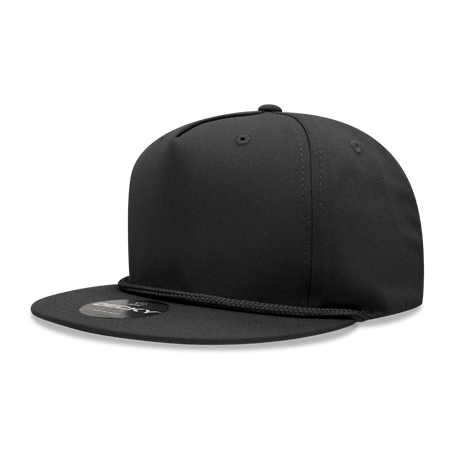 Decky 5 Panel High Profile Structured Cotton Blend Rope Hat | Decky 1041 Black OSFM Hats