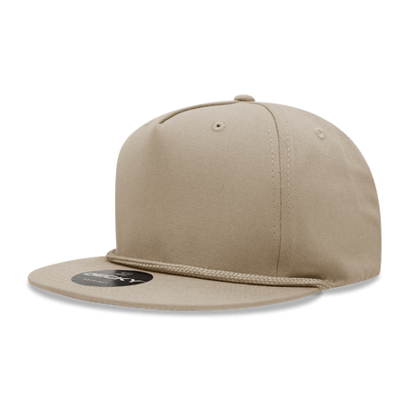 Decky 5 Panel High Profile Structured Cotton Blend Rope Hat | Decky 1041 Khaki OSFM Hats