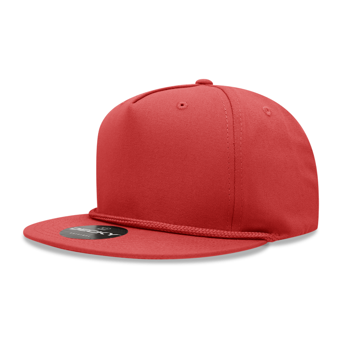 Decky 5 Panel High Profile Structured Cotton Blend Rope Hat | Decky 1041 Red OSFM Hats