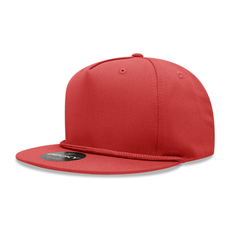 Decky 5 Panel High Profile Structured Cotton Blend Rope Hat | Decky 1041 Red OSFM Hats