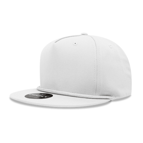 Decky 5 Panel High Profile Structured Cotton Blend Rope Hat | Decky 1041 White OSFM Hats