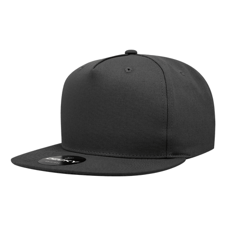Decky 5 Panel High Profile Structured Cotton Blend Snapback | Decky 1064 Black Standard