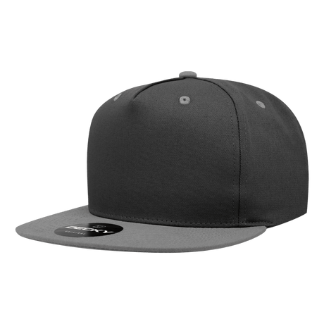 Decky 5 Panel High Profile Structured Cotton Blend Snapback | Decky 1064 Black/Charcoal Standard