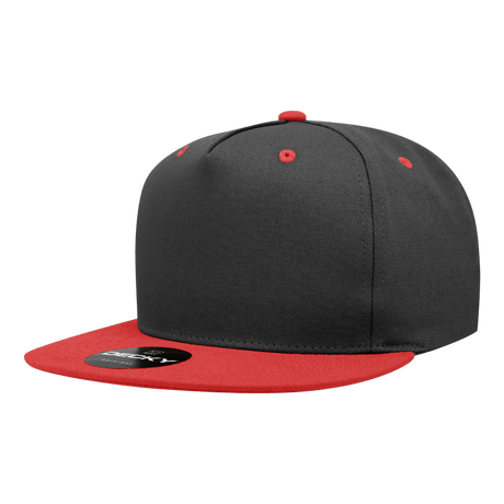 Decky 5 Panel High Profile Structured Cotton Blend Snapback | Decky 1064 Black/Red Standard