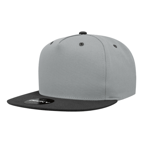 Decky 5 Panel High Profile Structured Cotton Blend Snapback | Decky 1064 Grey/Black Standard