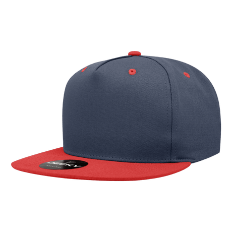 Decky 5 Panel High Profile Structured Cotton Blend Snapback | Decky 1064 Navy/Red Standard