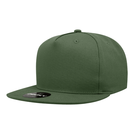Decky 5 Panel High Profile Structured Cotton Blend Snapback | Decky 1064 Olive Standard