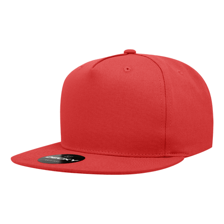 Decky 5 Panel High Profile Structured Cotton Blend Snapback | Decky 1064 Red Standard