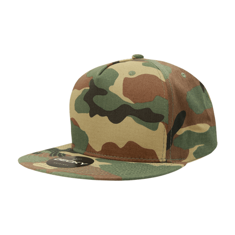 Decky 5 Panel High Profile Structured Cotton Blend Snapback | Decky 1064 Woodland Standard
