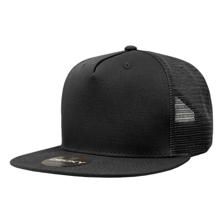 Decky 5 Panel High Profile Structured Cotton Blend Trucker | Decky 1040 Black Standard