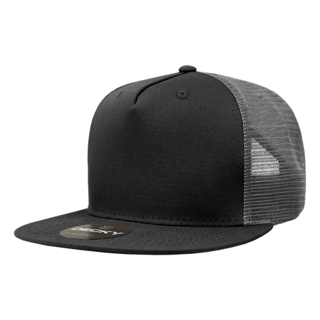 Decky 5 Panel High Profile Structured Cotton Blend Trucker | Decky 1040 Blk/Cha Standard