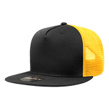 Decky 5 Panel High Profile Structured Cotton Blend Trucker | Decky 1040 Blk/Gld Standard