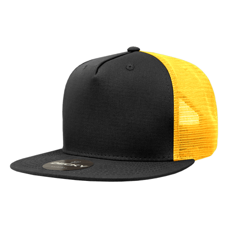 Decky 5 Panel High Profile Structured Cotton Blend Trucker | Decky 1040 Blk/Gld Standard