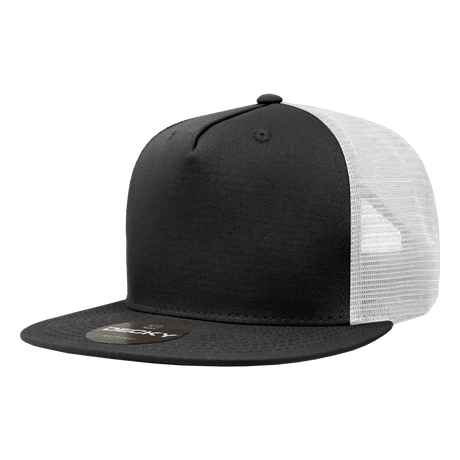 Decky 5 Panel High Profile Structured Cotton Blend Trucker | Decky 1040 Blk/Wht Standard