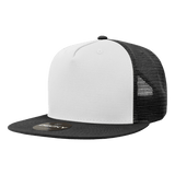 Decky 5 Panel High Profile Structured Cotton Blend Trucker | Decky 1040 Blk/Wht/Blk Standard
