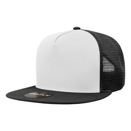 Decky 5 Panel High Profile Structured Cotton Blend Trucker | Decky 1040 Blk/Wht/Blk Standard