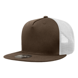 Decky 5 Panel High Profile Structured Cotton Blend Trucker | Decky 1040 Brn/Wht Standard