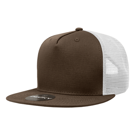 Decky 5 Panel High Profile Structured Cotton Blend Trucker | Decky 1040 Brn/Wht Standard