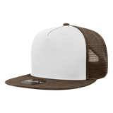 Decky 5 Panel High Profile Structured Cotton Blend Trucker | Decky 1040 Brn/Wht/Brn Standard