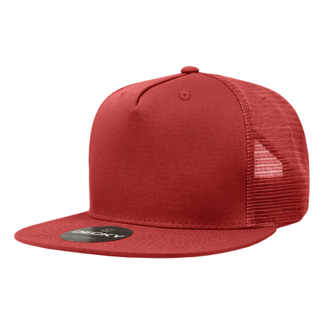 Decky 5 Panel High Profile Structured Cotton Blend Trucker | Decky 1040 Cardinal Standard