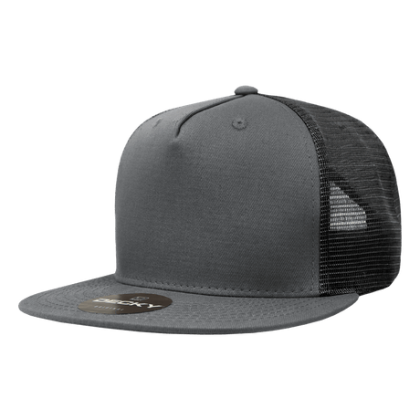Decky 5 Panel High Profile Structured Cotton Blend Trucker | Decky 1040 Cha/Blk Standard