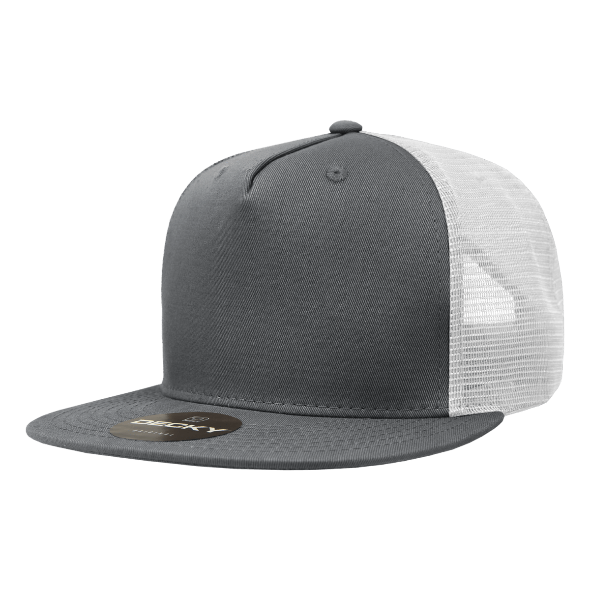 Decky 5 Panel High Profile Structured Cotton Blend Trucker | Decky 1040 Cha/Wht Standard