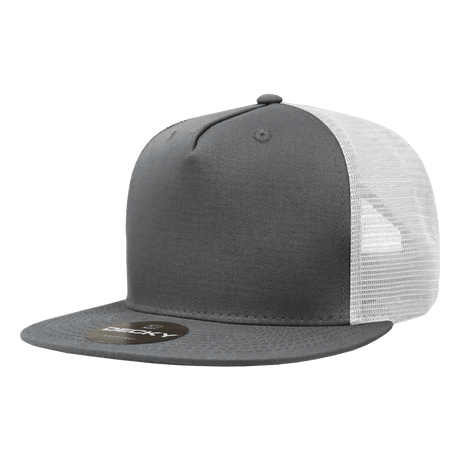 Decky 5 Panel High Profile Structured Cotton Blend Trucker | Decky 1040 Cha/Wht Standard