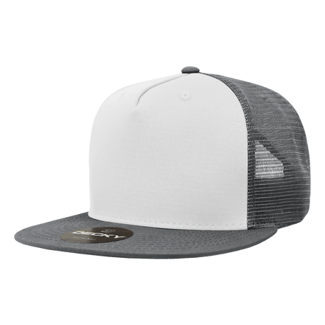Decky 5 Panel High Profile Structured Cotton Blend Trucker | Decky 1040 Cha/Wht/Cha Standard