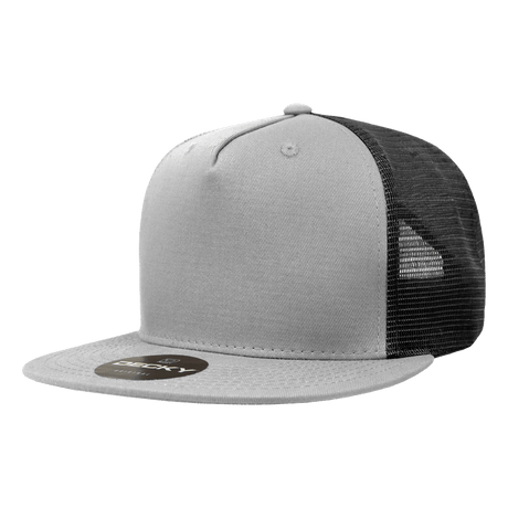 Decky 5 Panel High Profile Structured Cotton Blend Trucker | Decky 1040 Gry/Blk Standard
