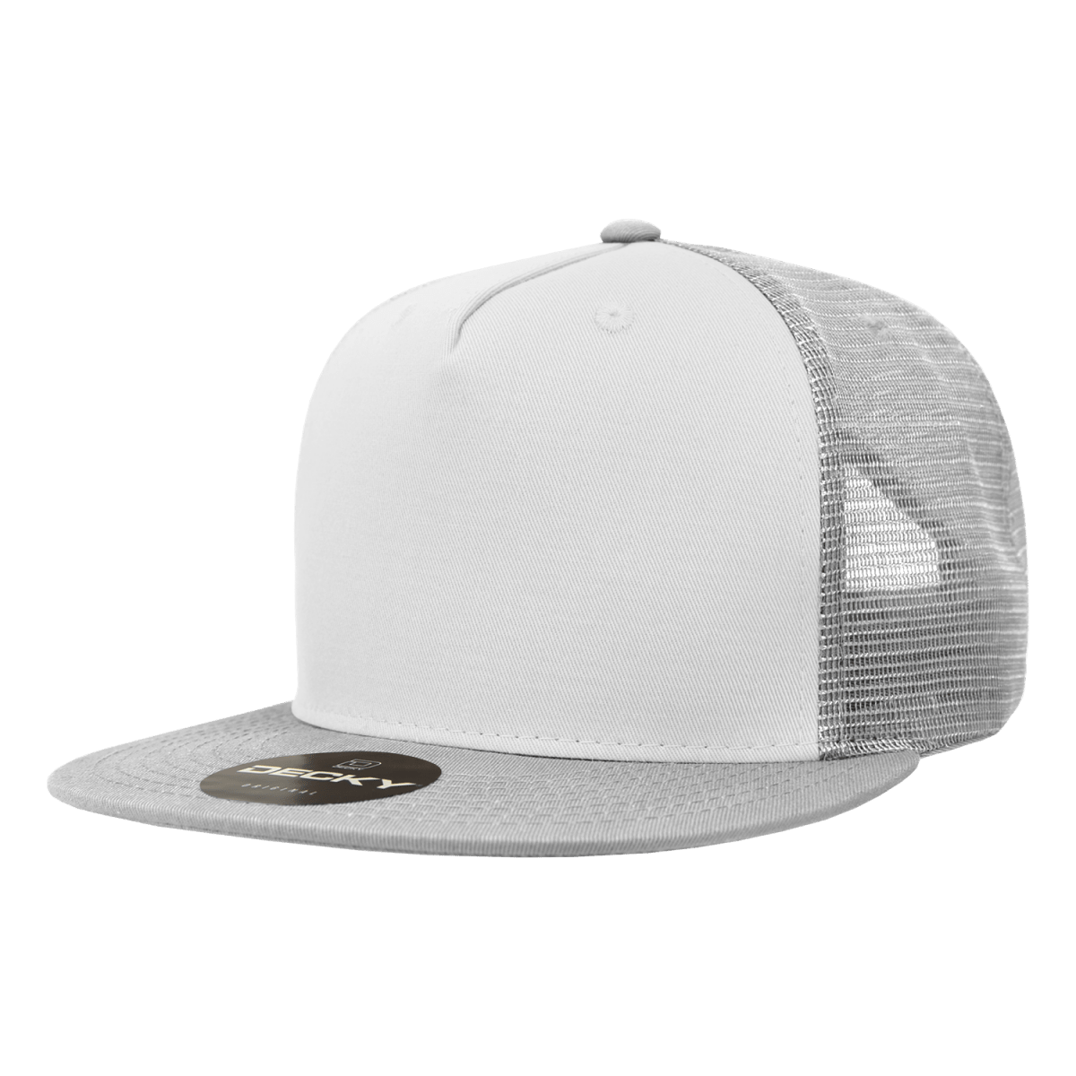 Decky 5 Panel High Profile Structured Cotton Blend Trucker | Decky 1040 Gry/Wht/Gry Standard
