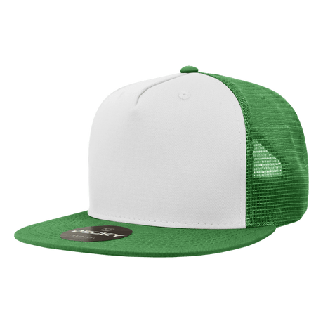 Decky 5 Panel High Profile Structured Cotton Blend Trucker | Decky 1040 Kel/Wht/Kel Standard