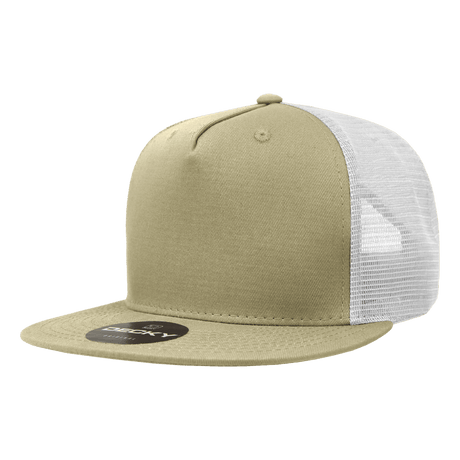 Decky 5 Panel High Profile Structured Cotton Blend Trucker | Decky 1040 Khaki/White Standard