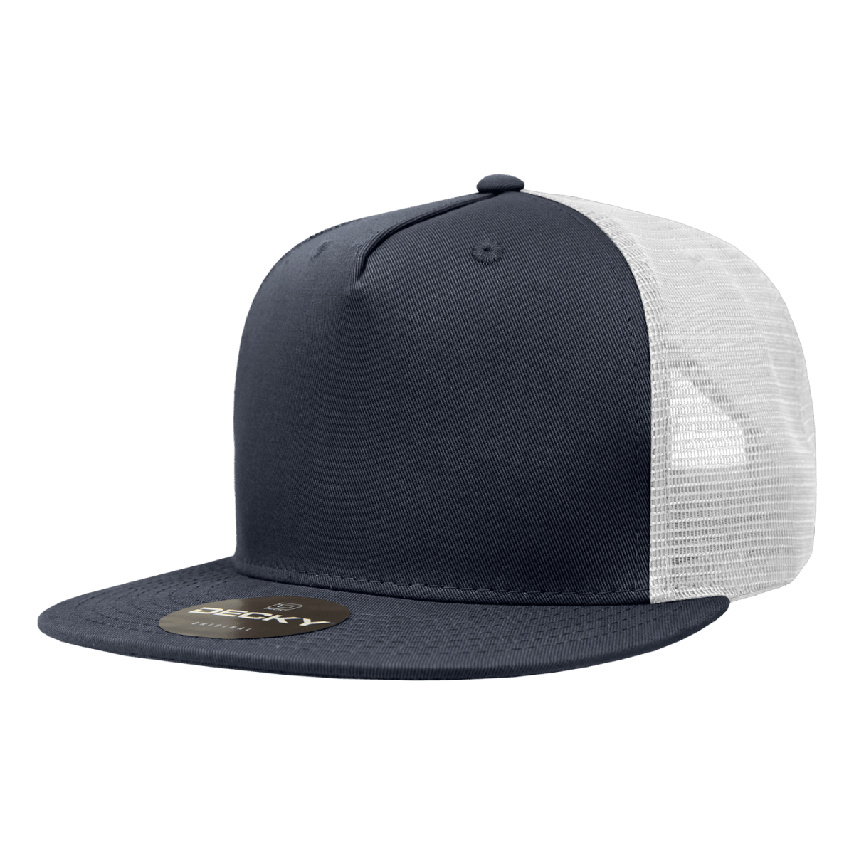 Decky 5 Panel High Profile Structured Cotton Blend Trucker | Decky 1040 Nvy/Wht Standard