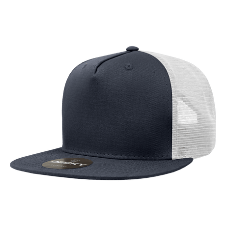 Decky 5 Panel High Profile Structured Cotton Blend Trucker | Decky 1040 Nvy/Wht Standard