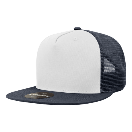 Decky 5 Panel High Profile Structured Cotton Blend Trucker | Decky 1040 Nvy/Wht/Nvy Standard
