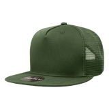 Decky 5 Panel High Profile Structured Cotton Blend Trucker | Decky 1040 Olive Standard